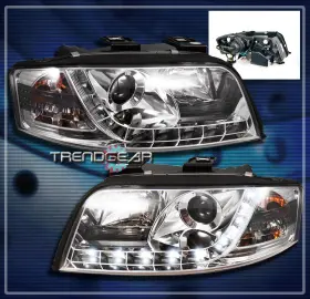 Au2502115 Trendgear Auto Parts For 02 03 04 Audi A6 Quattro Led Drl Projector Headlights Headlamps Lamps Chrome
