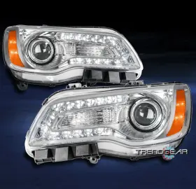 Ch2502231 Trendgear Auto Parts For 11 12 13 14 Chrysler 300 Led Drl Halogen Projector Headlight Headlamp Chrome