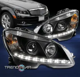 Mb2502162 Trendgear Auto Parts For 08-11 Mercedes-benz W204 C200 C250 C350 Led Bar Projector Headlights Black Mb2502162 Trendgear Auto Parts For 08-11 Mercedes-benz W204 C200 C250 C350 Led Bar Projector Headlights Black