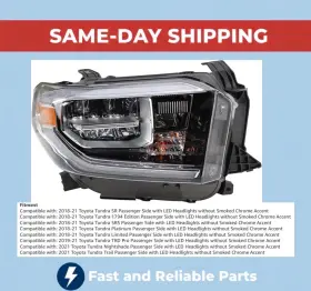 20-16217-00-9 Trq 2018-2021 Toyota Tundra Headlight Headlamp Passenger Side D.o.t Led Premium 20-16217-00-9 Trq 2018-2021 Toyota Tundra Headlight Headlamp Passenger Side D.o.t Led Premium