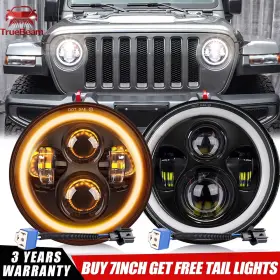 C05qb2j04 Truebeam Dot 7 Inch Led Headlights Round White Drl Hi/lo Beam Fit Jeep Wrangler Jk Tj Lj