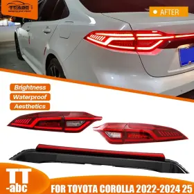 Tt-abc 2020-2025 E210 Pair Red Lens Led Tail Lights For Toyota Corolla Sedan 2019-2024 Trunk Light
