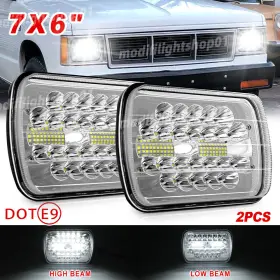 1003yz2p1044 Uni-shine Pair 7x6ftft/5x7ftft Led Headlights Hi/lo Beam For 82-93 Chevy S10 Blazer Gmc S15 H4