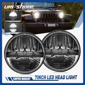 Kac855049 Uni-shine Pair Black 7ftft Led Headlights Hi/lo For Jeep Wrangler Jk 2007-2016 2017 2018 Dot Kac855049 Uni-shine Pair Black 7ftft Led Headlights Hi/lo For Jeep Wrangler Jk 2007-2016 2017 2018 Dot