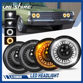 M0084pcs-0621-167 Uni-shine 4pcs 5.75 Inch 5-3/4 Led Headlight Start Up Halo Drl For Ford Mustang Galaxie 500