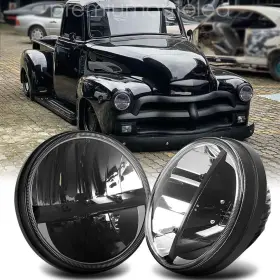 Mt0004739 Uni-shine 2x Black 7 Inch Round Led Headlight Hi/lo For Chevy Truck 47-1957 C10 Pickup 69-1980 Mt0004739 Uni-shine 2x Black 7 Inch Round Led Headlight Hi/lo For Chevy Truck 47-1957 C10 Pickup 69-1980