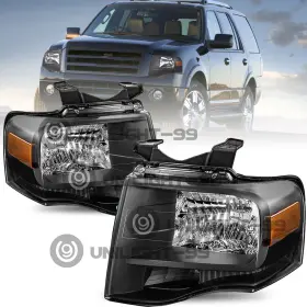 Xapt000002721 Unilight-99 For 2007-2014 Ford Expedition Headlights Black Amber Corner Assembly Xapt000002721 Unilight-99 For 2007-2014 Ford Expedition Headlights Black Amber Corner Assembly
