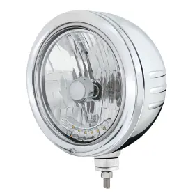 32777 United Pacific Stainless Bullet Embossed Stripe Headlight With Halogen And Amber Led Turn