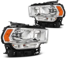 13570282 Usdealsparts Pair Headlights Assembly For 2019 2020 2021-2024 Ram 2500 3500 Chrome Housing
