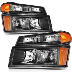 13073960 Valuezone-autoparts 1 Pair Black Headlights Assembly Lamp Fits 2004-12 Chevy Colorado Canyon