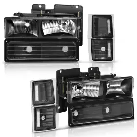 13073975 Valuezone-autoparts Black Left Right Side Headlight Assembly Fits 1994-98 Chevy Silverado