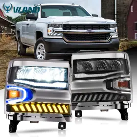 Vland 642380576425 Full Led Headlights With Dynamic Animation For 2016-2018 Chevy Silverado 1500