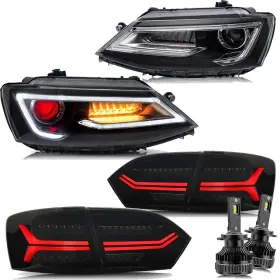 0195a-hle Vland 793129723546 For 2011-2014 Vw Jetta Mk6 Demon Headlights Smoked Tail Lights Led With Sequential