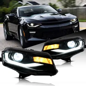 Vland Yaa-cmr-2048-16-ledh Led Sequential Headlights For Chevrolet Chevy Camaro 2016-2018 Lt Ss Rs Zl Ls