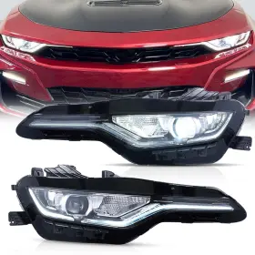 Yaa-cmr-2097-18 Vland Led Drl Headlights For 2018-2022 Chevy Camaro Ss/1ss/2ss Dual Beam Lens