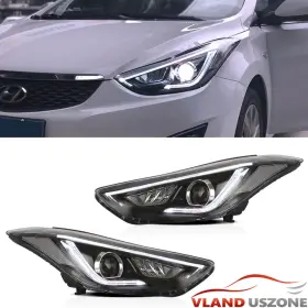 Yaa-el-0222a-q5 Vland For 2011-2016 Hyundai Elantra Led Headlights Black Projector Front Lamps