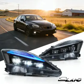 Yaa-is-0303a-010101142 Vland Led Projector Headlights Blue Drl Animation For 2006-2012 Lexus Is250 Pair