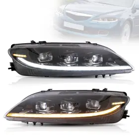 Yaa-m6-0350-03-ledh Vland Led Headlights For 2003-2008 Mazda 6 With Sequential Turn Signal Animation