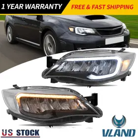 Yaa-su-0372 Vland Fit 2008-2014 Subaru Impreza Wrx Led Front Headlight Assembly With Sequential