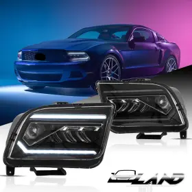Yaa-xmt-0358 Vland Projector Full Led Headlights With Sequential For 2005-2009 Ford Mustang Pair