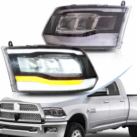 Yax-rm-6002-a Vland For 2009-2018 Dodge Ram 1500 2500 3500 Clear Led Drl Projector Head Light