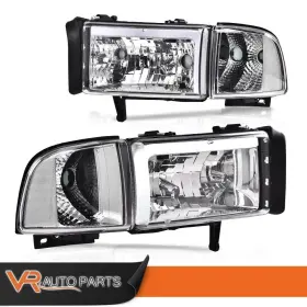 Zp-02hla3716bww Vr Auto Parts Chrome Led Drl Headlight Lamps Fit For 1994-02 Dodge Ram 1500 2500 3500 Pickup
