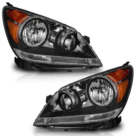 Hdos-05 Weelmoto Pair Headlights For 2005-2007 Honda Odyssey Black Amber Corner Headlamp