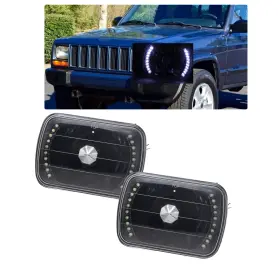Wenqi 783919028562 Fit For Jeep Cherokee Xj 1984-2001 5x7 Inch 7x6 Black Housing Led Headlights 2pcs
