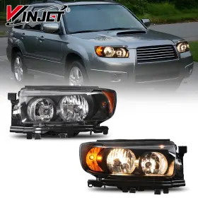 Winjet 704771478166 Black Headlights Assembly For 2006-2008 Subaru Forester Halogen Lamps Left Right Winjet 704771478166 Black Headlights Assembly For 2006-2008 Subaru Forester Halogen Lamps Left Right