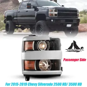 Wj1020-0596c-l-16-r Wolfstorm 1pc Right Side Headlight For 2015 2016 2017-2019 Chevy Silverado 2500 Hd 3500hd