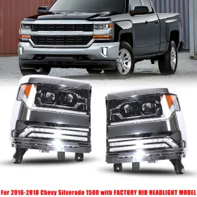 Chrng0673c-gbc Wolfx For 2016 2017 2018 Chevy Silverado 1500 Projector Drl Sequential Headlights