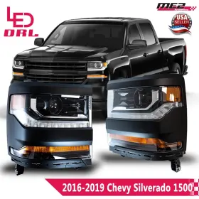 Hl-chsl16-1500-bcbf-wj Wolfx Led Headlights For 2016-2019 Chevy Silverado 1500 Ltz Hid/xenon Projector Lamps