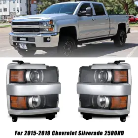 Wolfx Wj1020-0596c-l-16-d1 Headlights For 2015-2019 Chevy Silverado 2500hd Chrome Front Headlamps