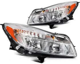 Wo128999g01 Worldspart Left Right Side Headlight For 2011-13 Buick Regal Halogen Headlamp Chrome