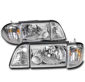 Fo2502106 Wtautopart Auto Parts For 87-93 Ford Mustang Chrome Headlight Headlamp Corner Parking Left Right Pair Fo2502106 Wtautopart Auto Parts For 87-93 Ford Mustang Chrome Headlight Headlamp Corner Parking Left Right Pair