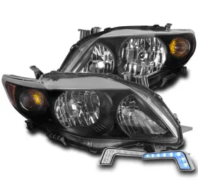 To2502182 Wtautopart Auto Parts For 09-10 Toyota Corolla Replacement Black Headlights Lamp With Bumper Blue Drl Led