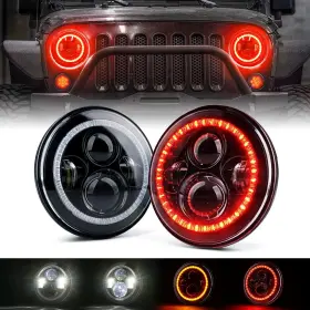 Hl-90w-g2-r Xprite 7 Inch 90w Led Headlights Red Halo Ring Angel Eyes For Jeep Wrangler 1997-2018 Hl-90w-g2-r Xprite 7 Inch 90w Led Headlights Red Halo Ring Angel Eyes For Jeep Wrangler 1997-2018