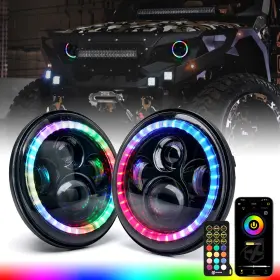 Xp-jl-hl-jk-90w-g3-chase-2 Xprite 7 Inch Dot 90w Led Headlights Rgb Halo Drl For 97-18 Jeep Wrangler Tj Lj Jk