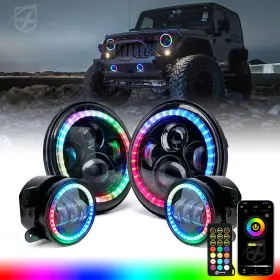 Xp-jl-hl-jk-90w-g3-chase-kit Xprite 7 Inch Headlights And 4 Fog Lights Rgb Chase Dancing Halo For 1997-2018 Jeep Wrangler Xp-jl-hl-jk-90w-g3-chase-kit Xprite 7 Inch Headlights And 4 Fog Lights Rgb Chase Dancing Halo For 1997-2018 Jeep Wrangler