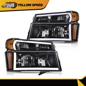 Yew13311 Yellowspeed Led Drl Black Headlights Bumper Lights Fit For 04-12 Gmc Canyon/chevy Colorado