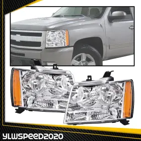 V-02hla4539awt Ylwspeed20 Fit For 2007-2014 Avalanche/suburban/tahoe Headlights Amber Corner Right Left