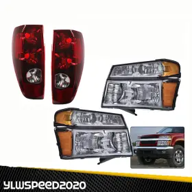 V-02hla4543asm Ylwspeed20 1 Fit For 04-12 Chevy Colorado Gmc Canyon Smoked Headlights And Red Tail Lights