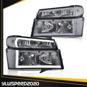 V-02hla4543btw Ylwspeed20 2x Led Drl Tube Headlights Lamps Lh&rh Fit For 04-12 Chevy Colorado Gmc Canyon