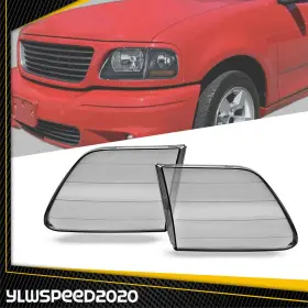 V-02hlc1238asm Ylwspeed20 2x Headlight Lens Cover Left And Right Smoke Fit For 1997-04 Fold F150 F-150 J