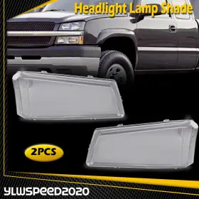 V-02hlc4516acl Ylwspeed20 Fit For 2003-07 Chevy Silverado 2x Chrome Housing Clear Headlights Lens Cover