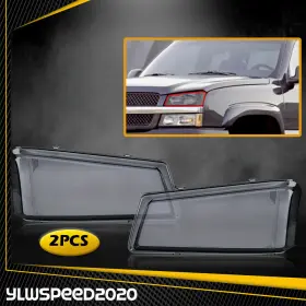V-02hlc4516asm Ylwspeed20 2x Headlight Cover Smoke Fit For 2003-2007 Chevy Silverado 1500-3500 Pickup