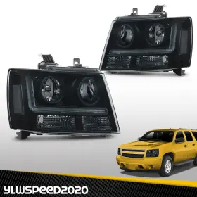 Yl20241204-01 Ylwspeed20 Headlights Lamps Left And Right Smoke / Black Fit For 07-14 Chevy Tahoe Suburban