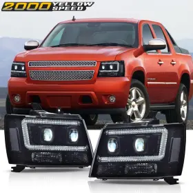 Ylw774643 Ylwspeed2000 Smoked Led Drl Headlight Lamps Fit For 2007-2014 Chevy Tahoe Suburban Avalanche