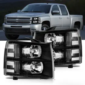 620m1010304p620 Yqy Black Housing Headlights Lh And Rh For 2007-2013 Chevy Silverado 1500 2500hd