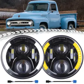 Z-offroad 651354853318 2pcs 7 Inch Round Led Headlights Halo Angel Eyes For Gmc C15 C25 C35 1975-1978